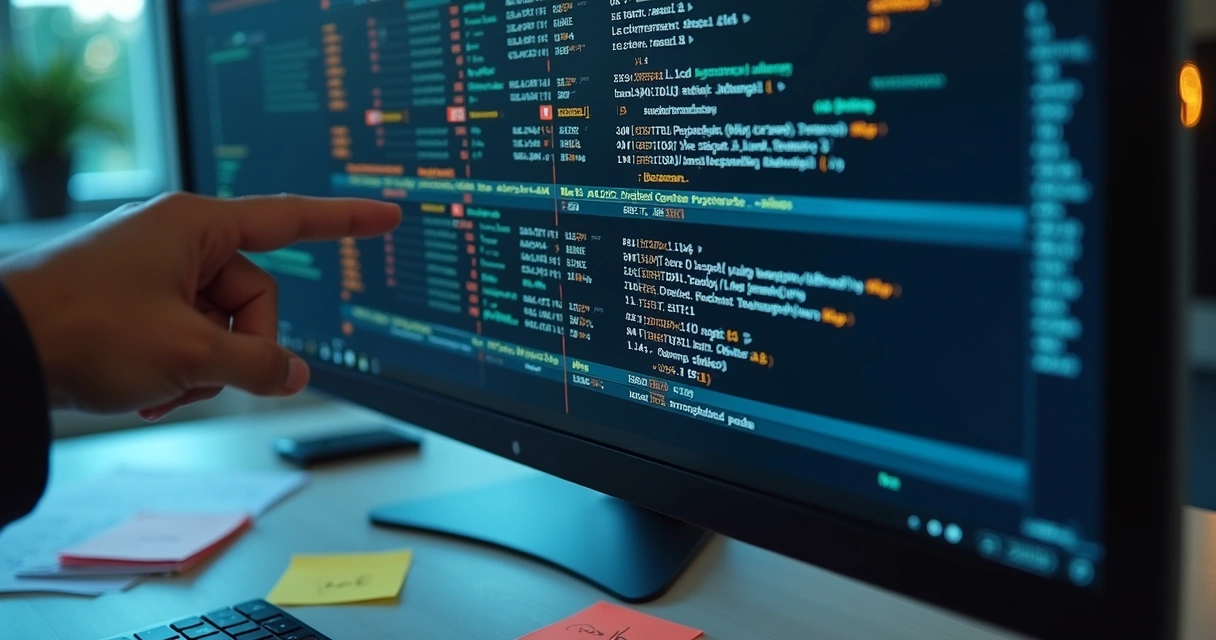 Analisando trilha de auditoria digital em tela de computador. 