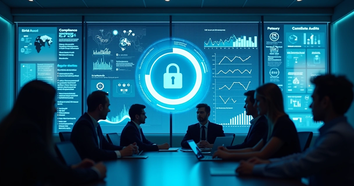 Painel digital com dashboard de auditoria e dados em tempo real 