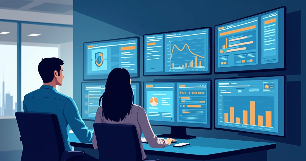 Tela de computador com auditoria de TI automatizada em destaque