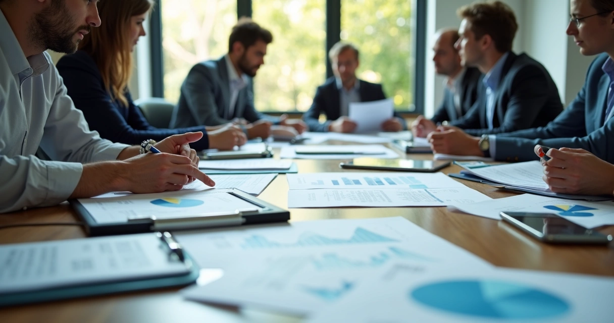 Equipe inspecionando documentos fiscais e trabalhistas em escritório