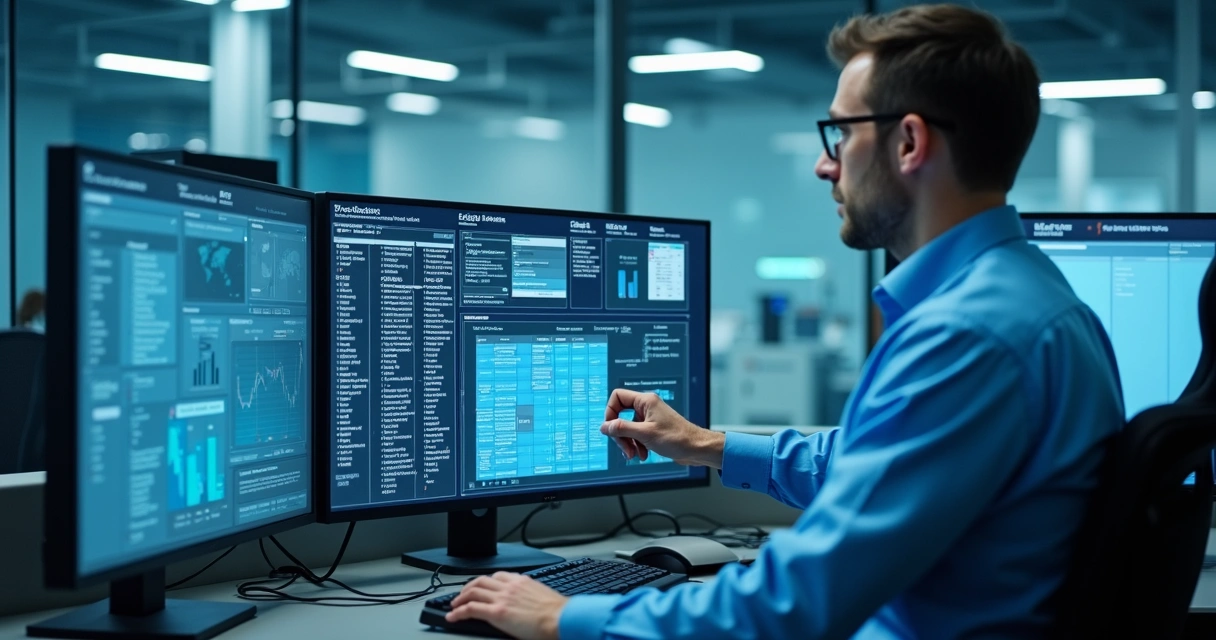 Profissional auditando registros de treinamento em ambiente industrial