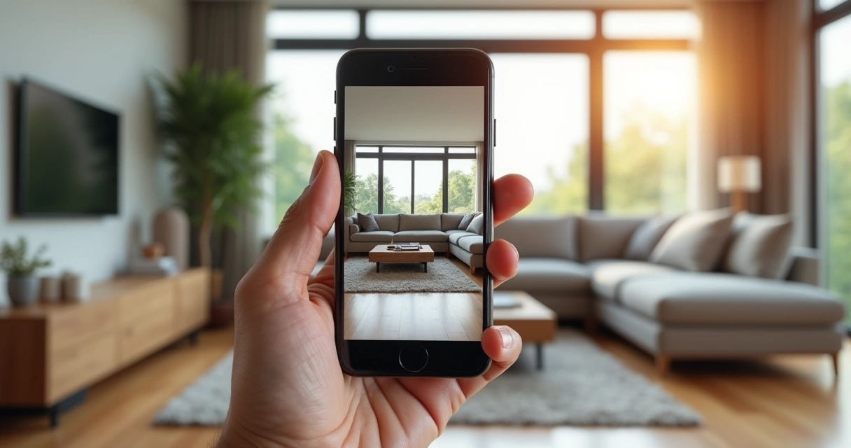 Augmented reality app showing furniture in a real room 