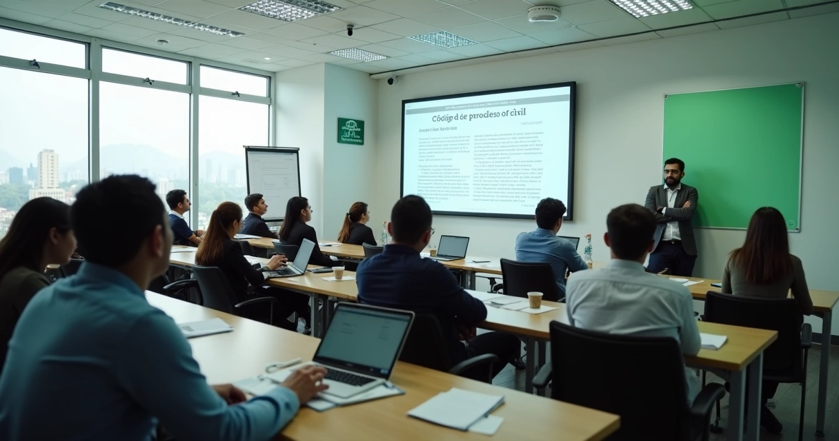 Aula de direito em campus universitário 