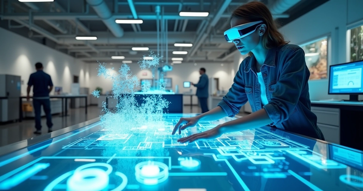 Aluno usando laboratório digital com realidade aumentada