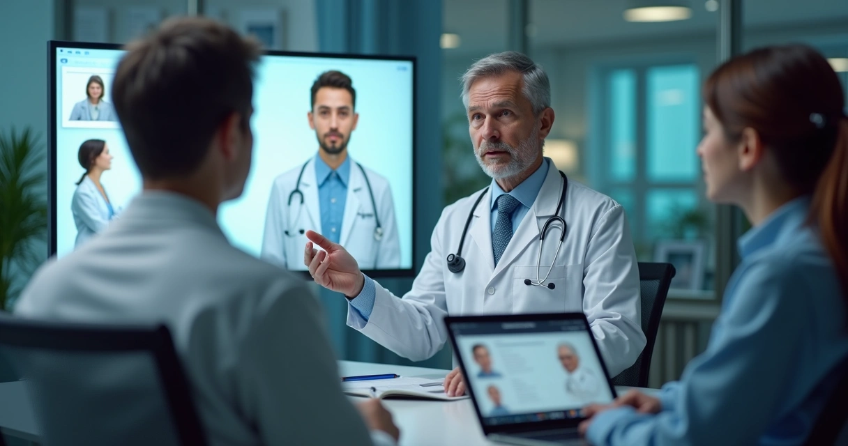 Aula online de medicina com paciente virtual 