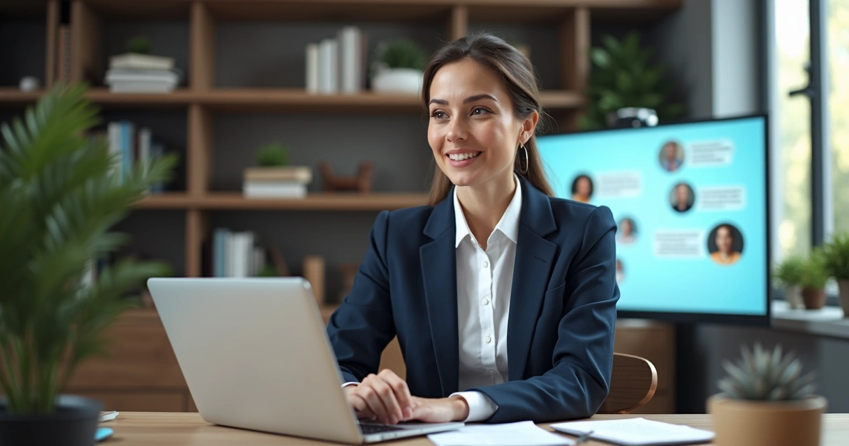 Professor apresentando aula online com slides e alunos interagindo pelo chat 