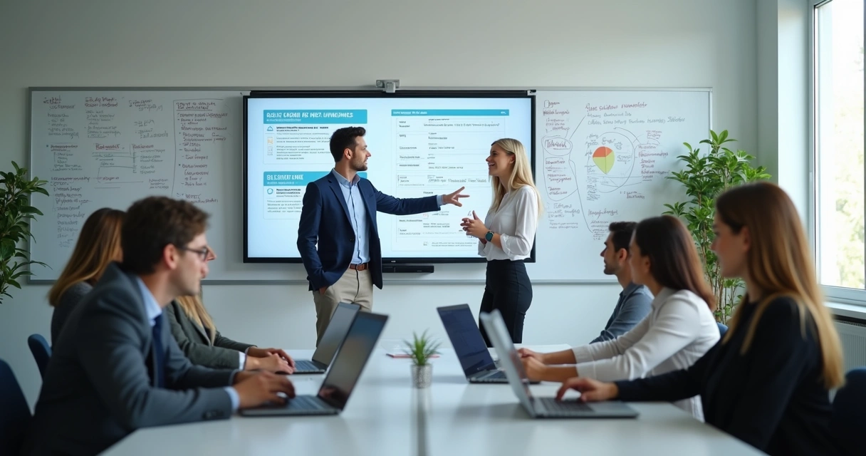 Profissionais em sala de aula prática com instrutor de treinamento 
