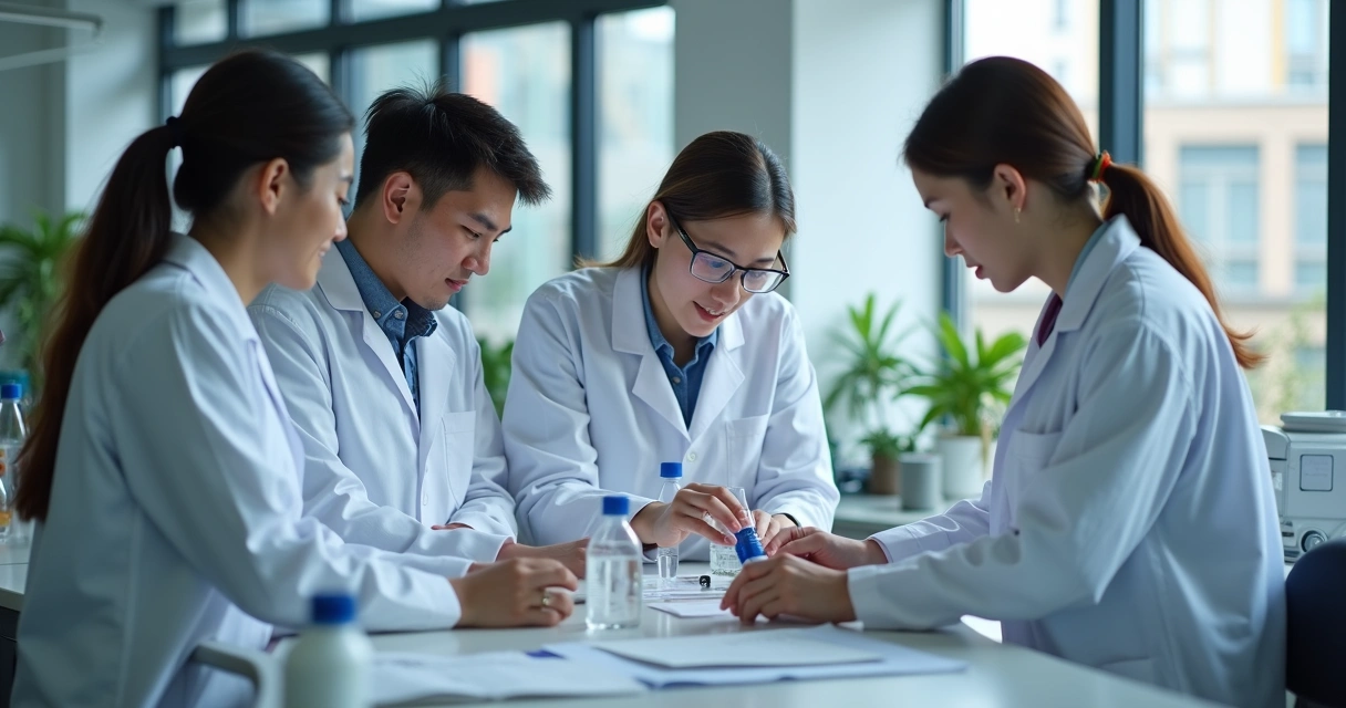 Alunos em aula prática no laboratório 
