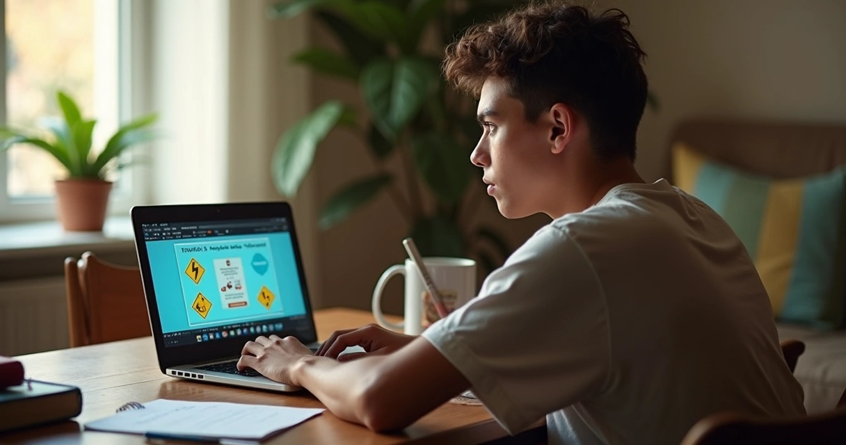 Pessoa assistindo aula teórica online para CNH 