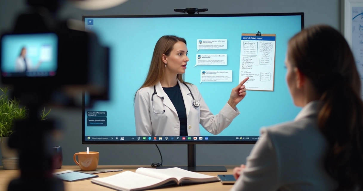 Victoria Moll apresentando aula ao vivo de codificação médica 