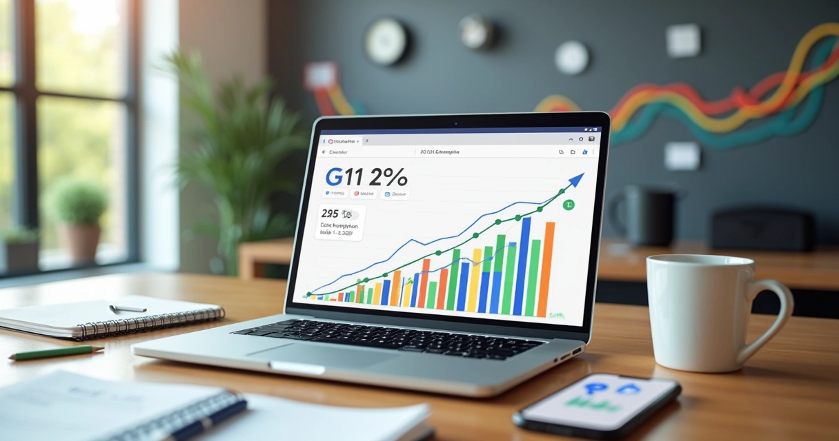 Tela de computador com gráficos de CTR em alta no Google AdSense 