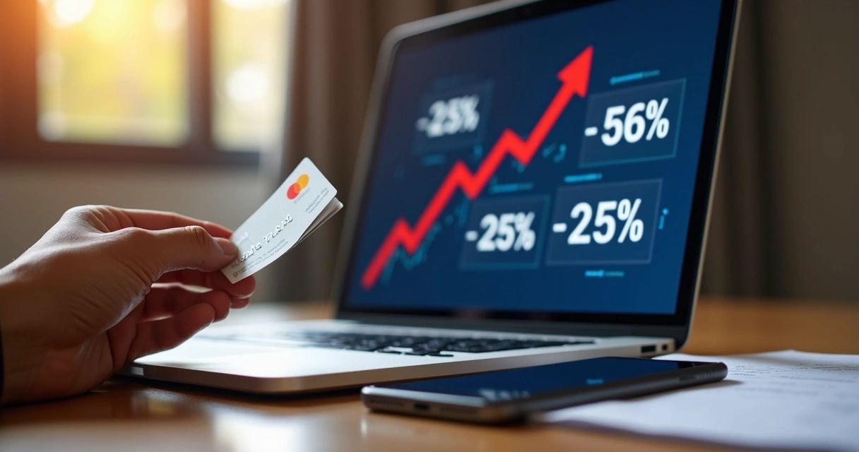 Valor de cartão de crédito aumentando por causa de publicidade digital 