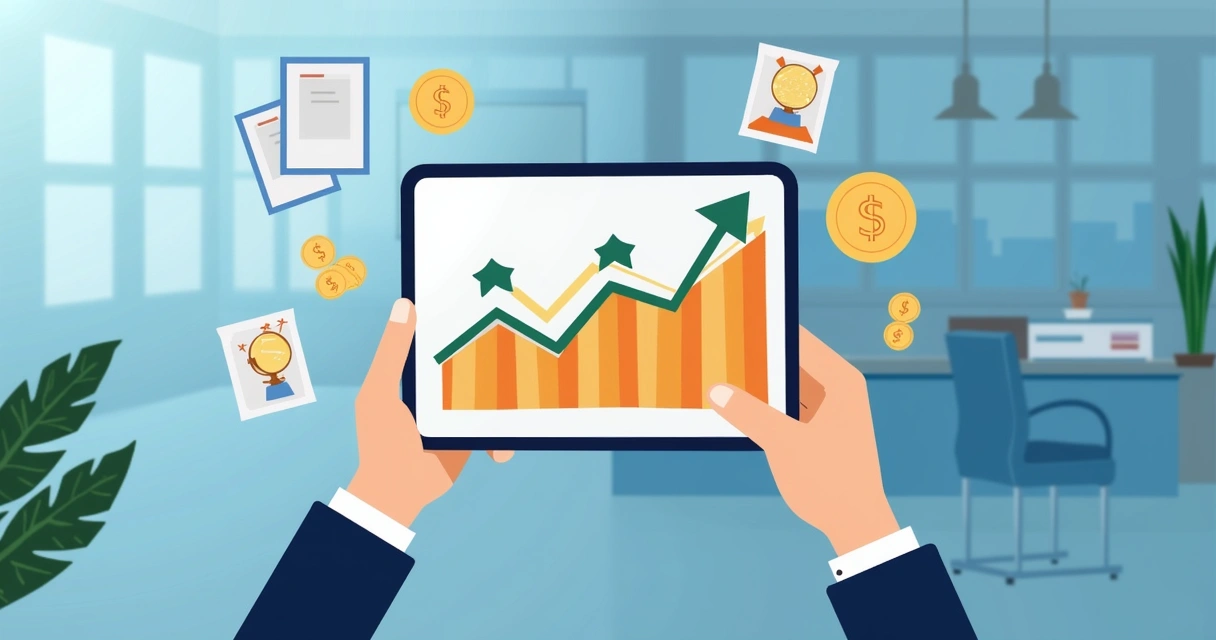 Gráfico digital mostrando crescimento do faturamento