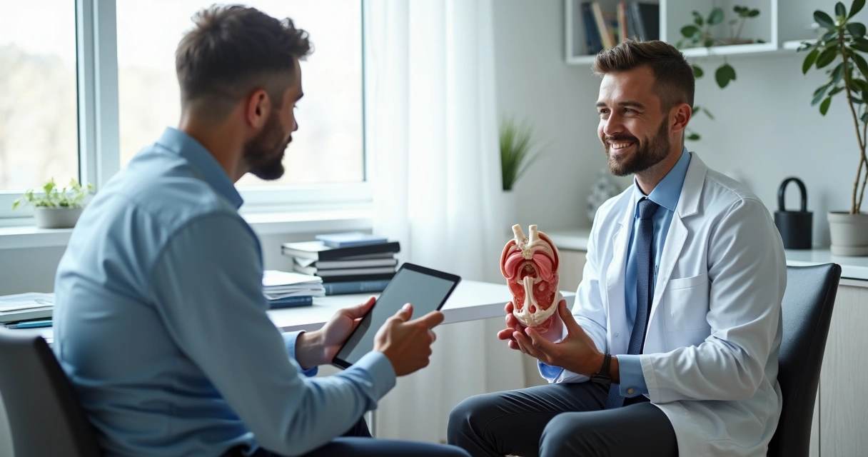 Paciente discutindo aumento peniano com médico especialista 