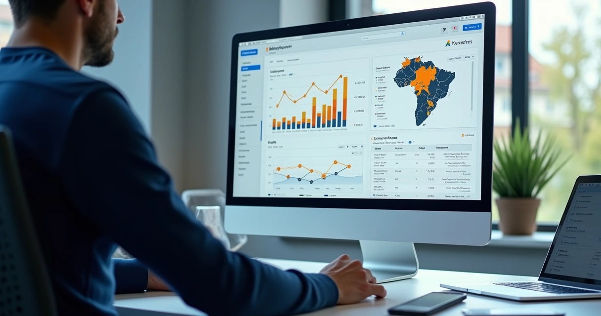 Editor observa painel de analytics com aumento de visitas em site de notícias 
