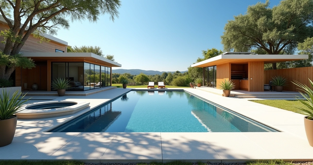 Austin backyard with pool sauna hot tub and large deck 
