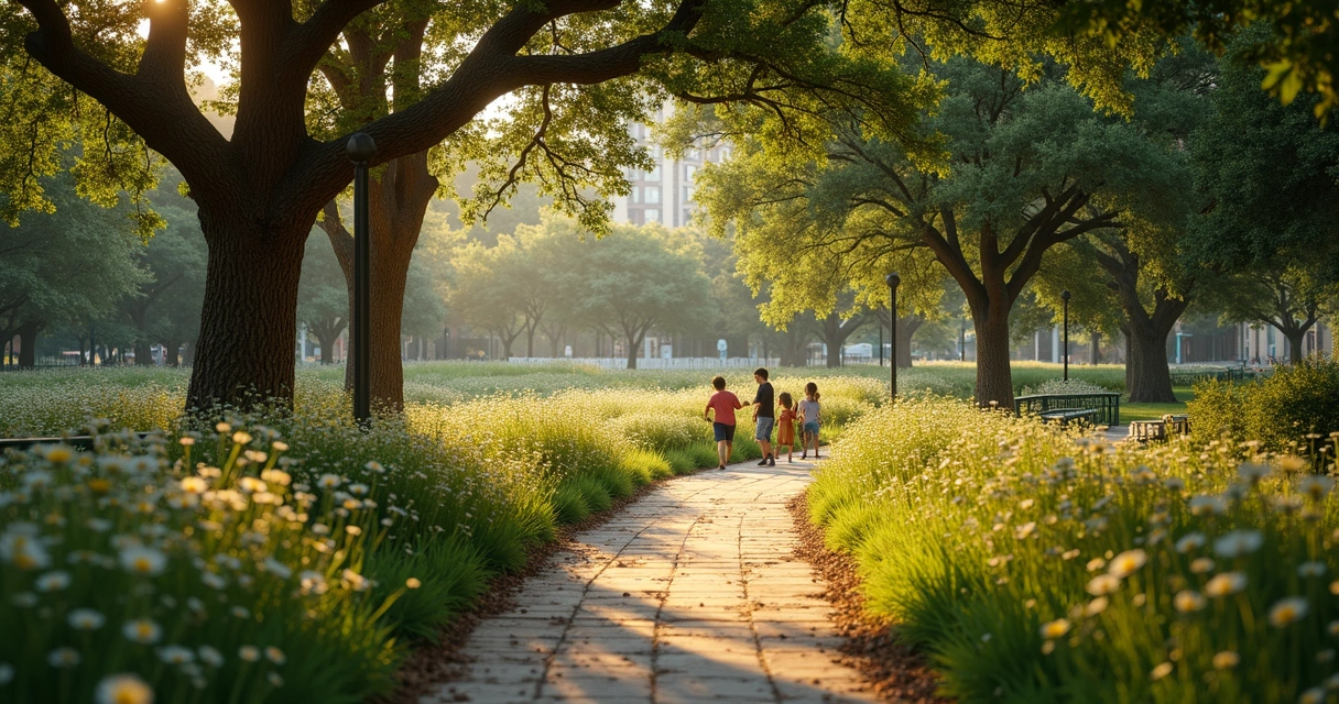 Shady path through Austin pocket park