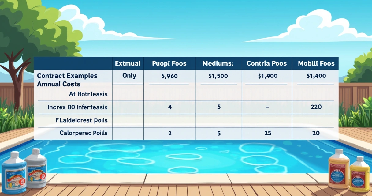 Table showing estimated annual pool maintenance costs by pool size and type 
