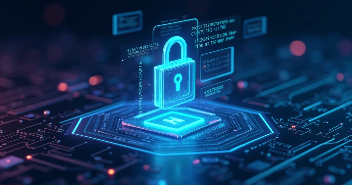 Representação digital de autenticação segura em API com cadeado e código de programação ao fundo 