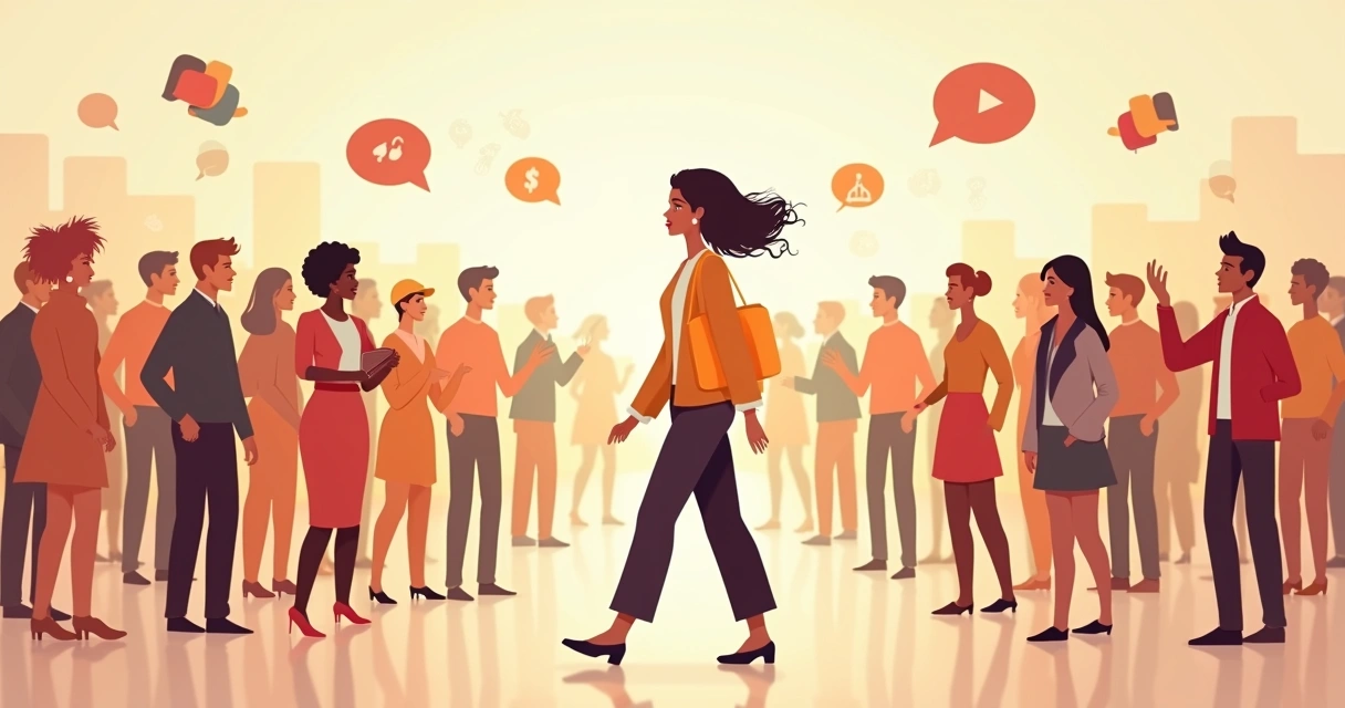 Mulher destacando-se na multidão com estilo autêntico 