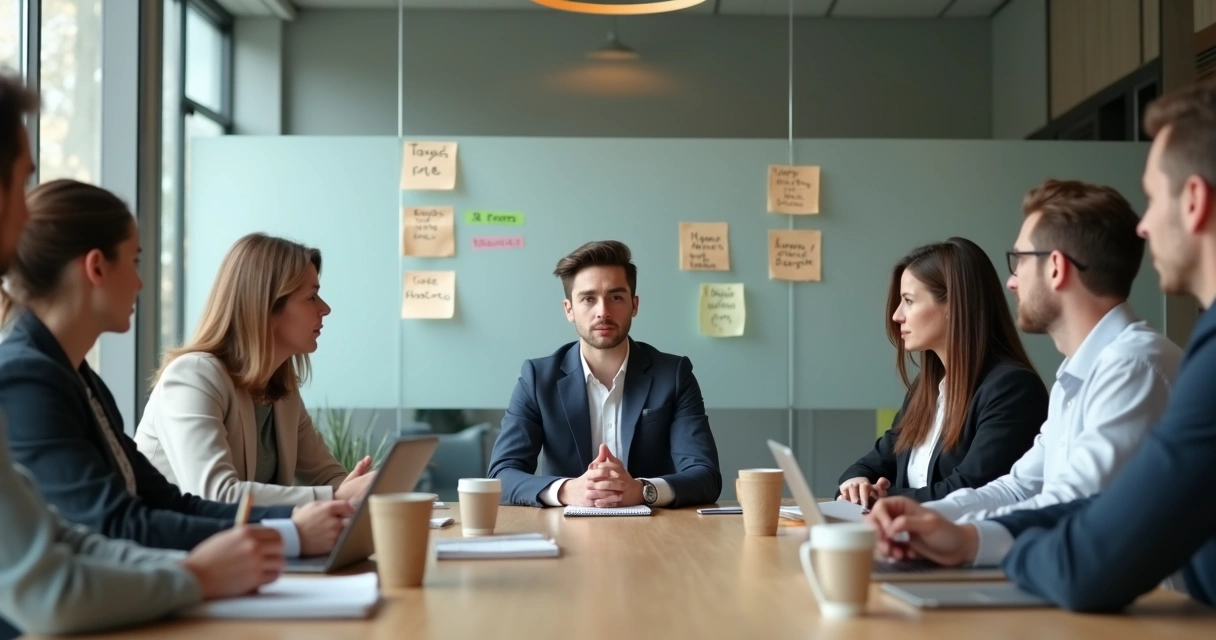 Profissional em reunião mantendo autenticidade em ambiente corporativo moderno 