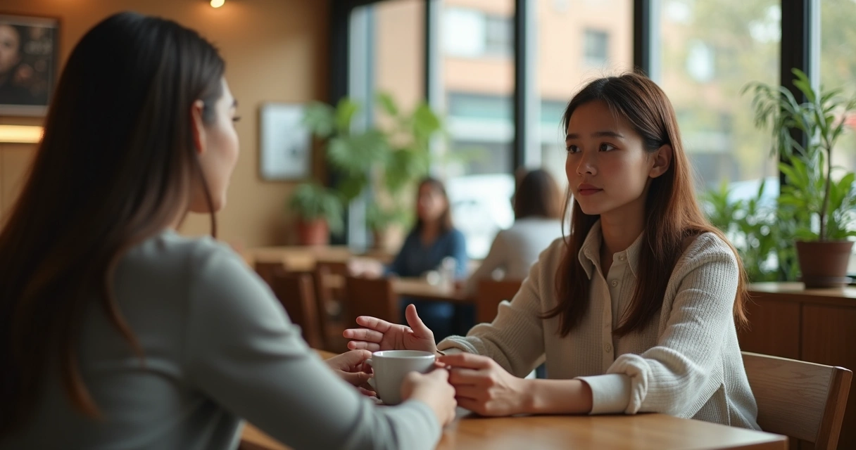 Pessoa dividida entre máscara social e expressão autêntica em um encontro social 