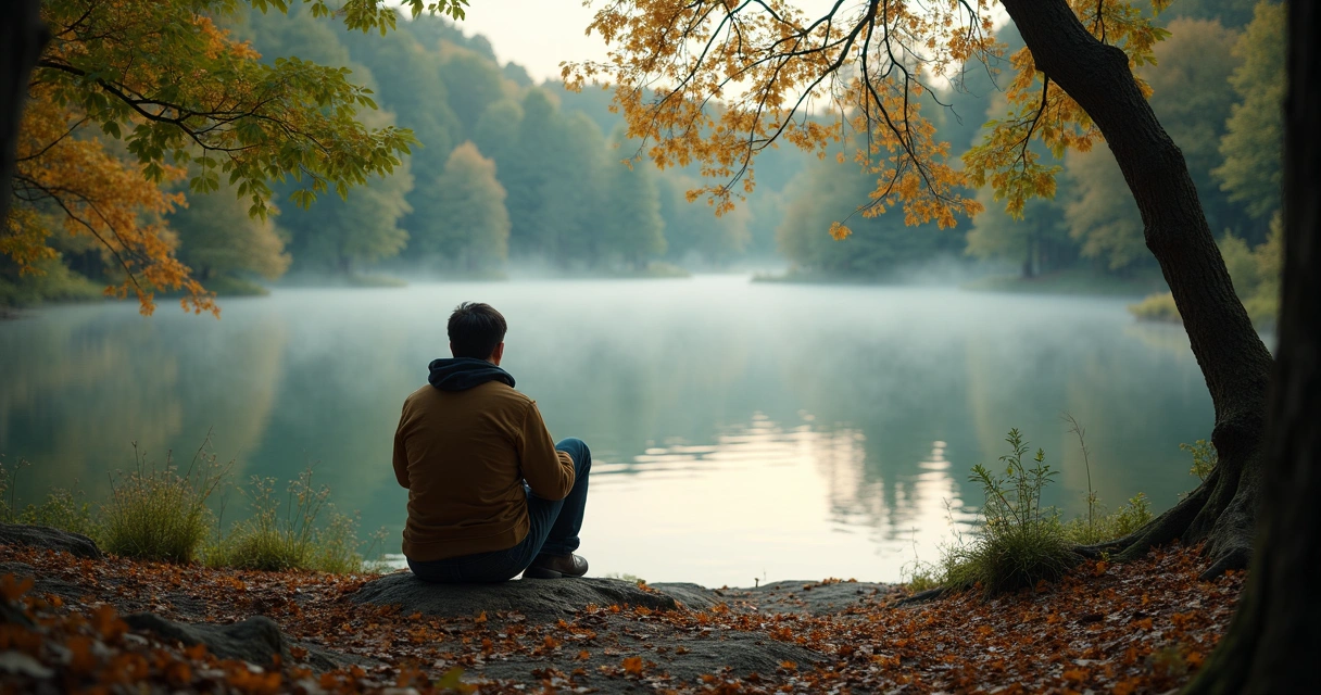 Pessoa em silêncio contemplativo em ambiente de natureza 