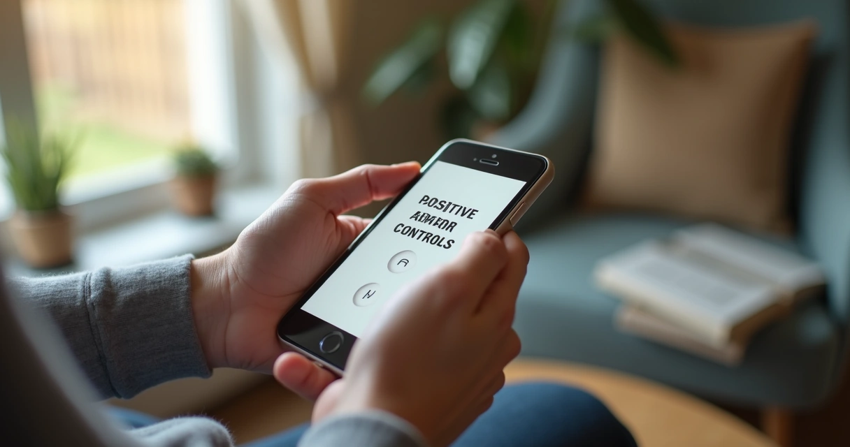 Pessoa sentada usando celular com aplicativo de desenvolvimento pessoal 