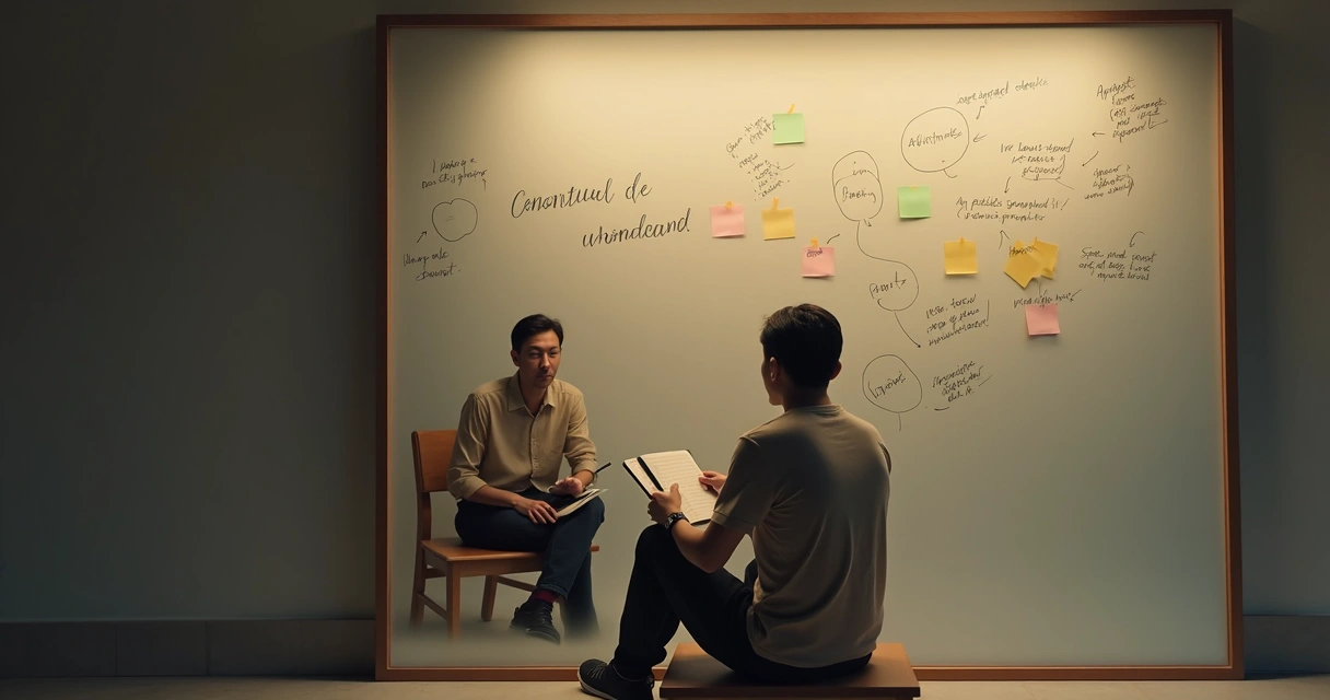 Pessoa refletindo diante de um espelho segurando um diário 