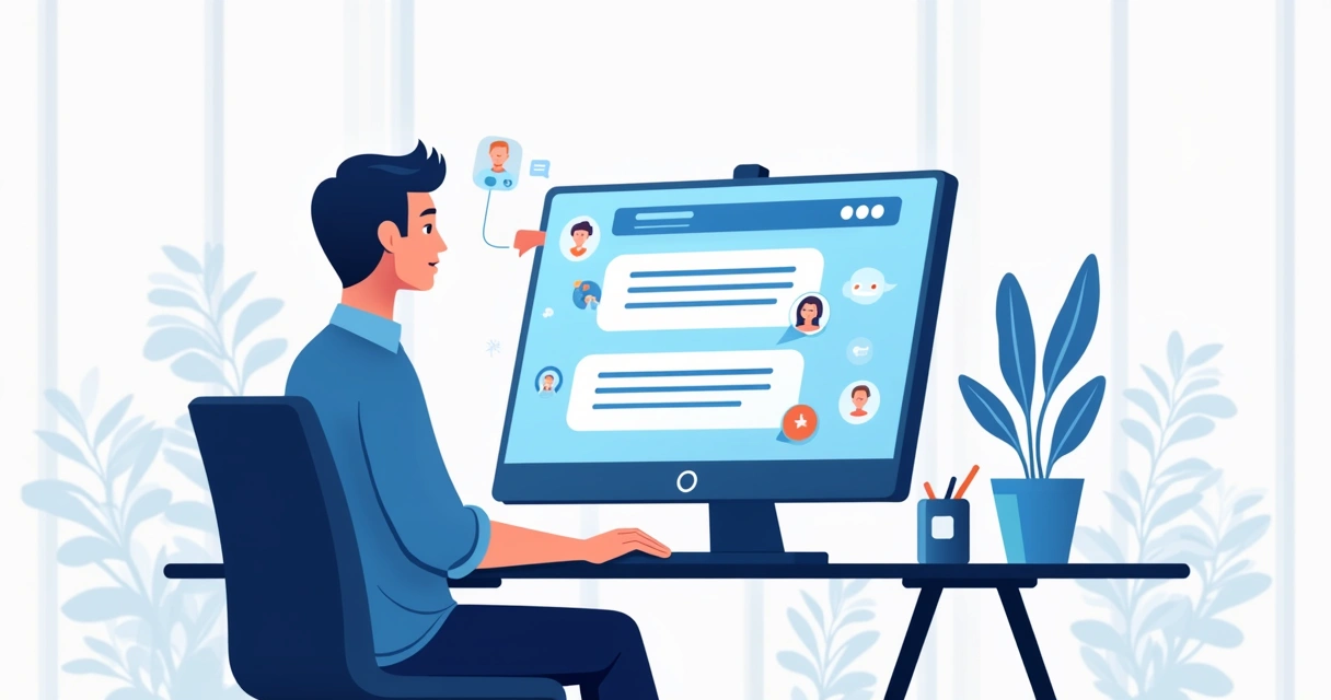 Chatbot assistindo cliente em tela de computador 