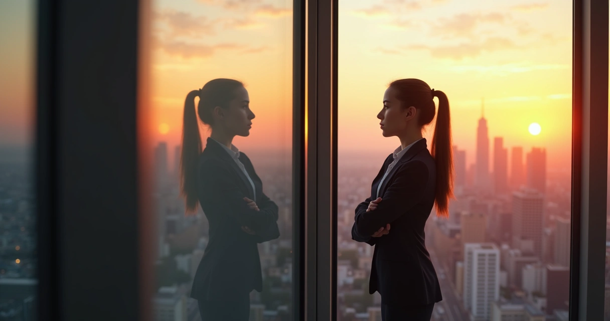Pessoa de perfil olhando para o horizonte, com reflexo no vidro mostrando expressão pensativa 