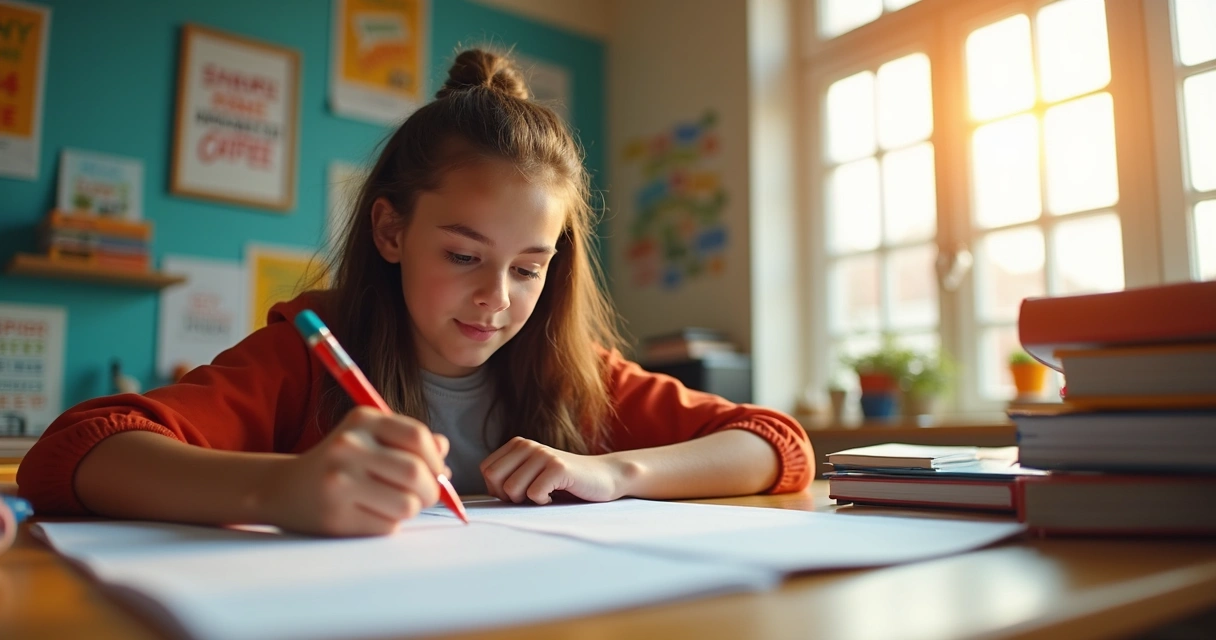 Estudante preenchendo ficha de autoavaliação para escolha de curso