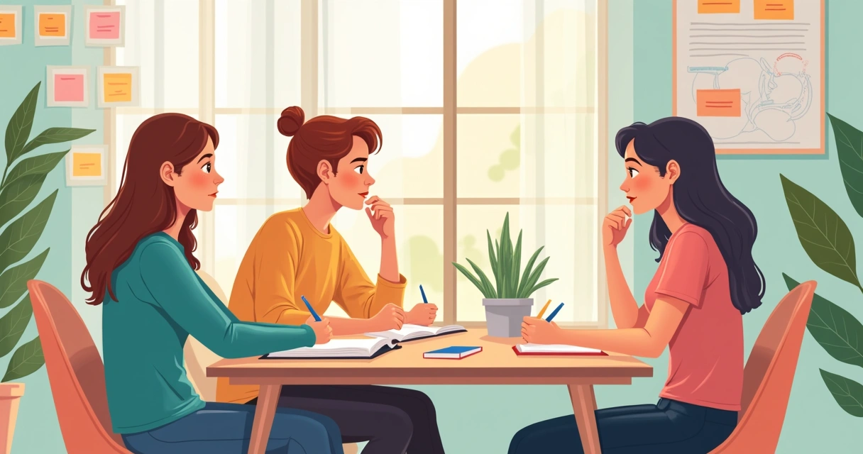 Jovens fazendo autoavaliação em escritório 