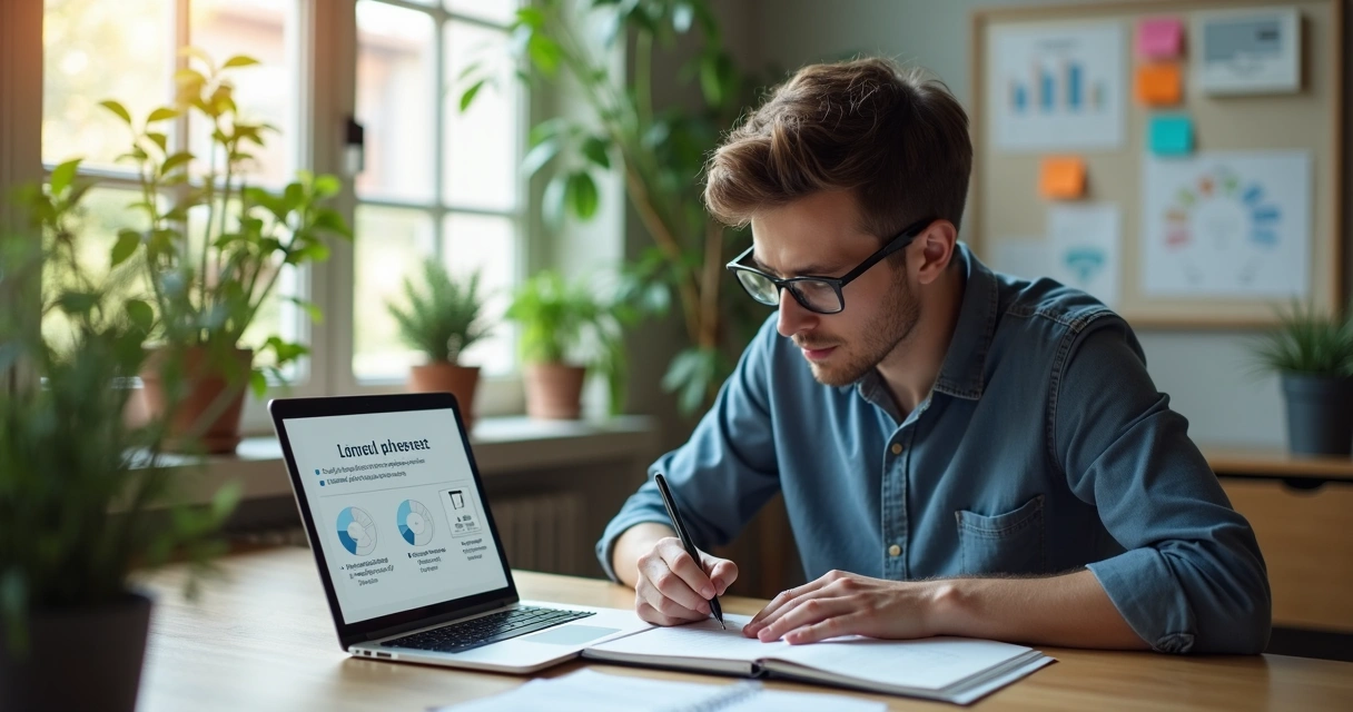 Pessoa avaliando perfil de liderança em computador