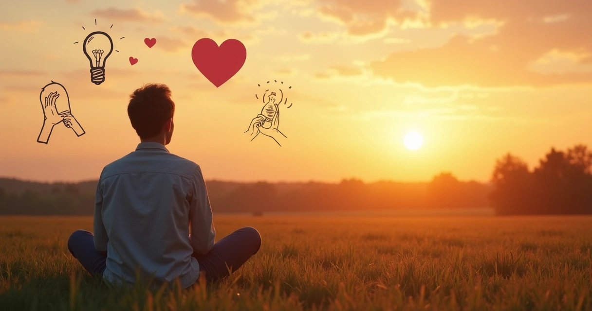 Pessoa sentada refletindo, olhando o horizonte, em ambiente natural