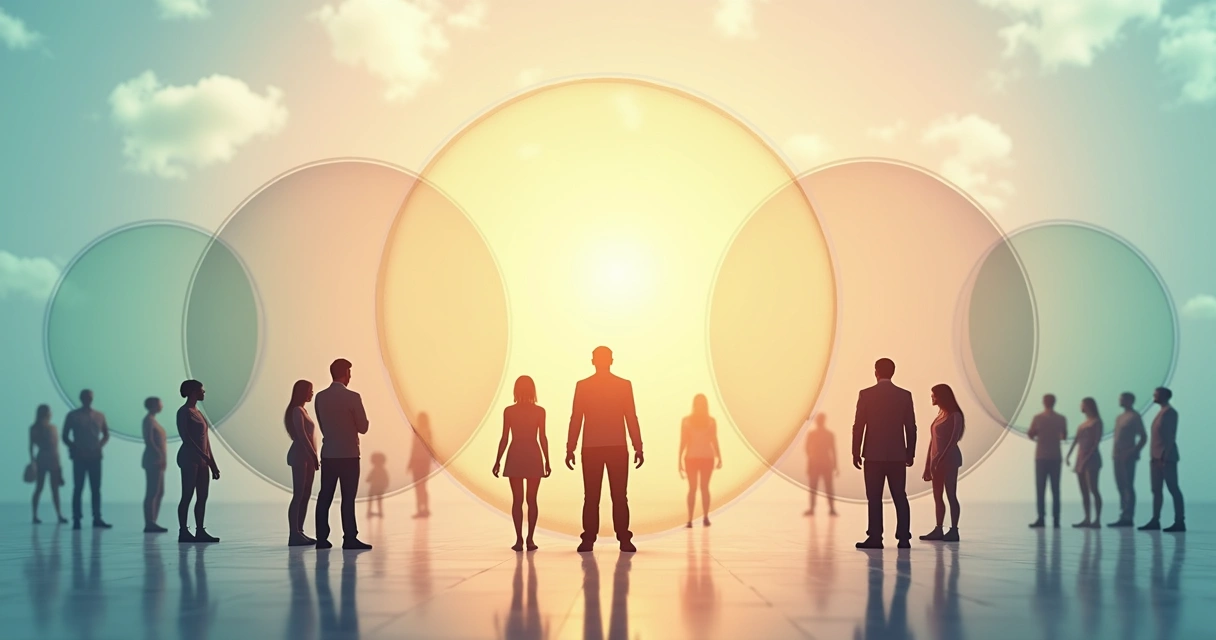 Pessoas conectadas em diferentes círculos sociais