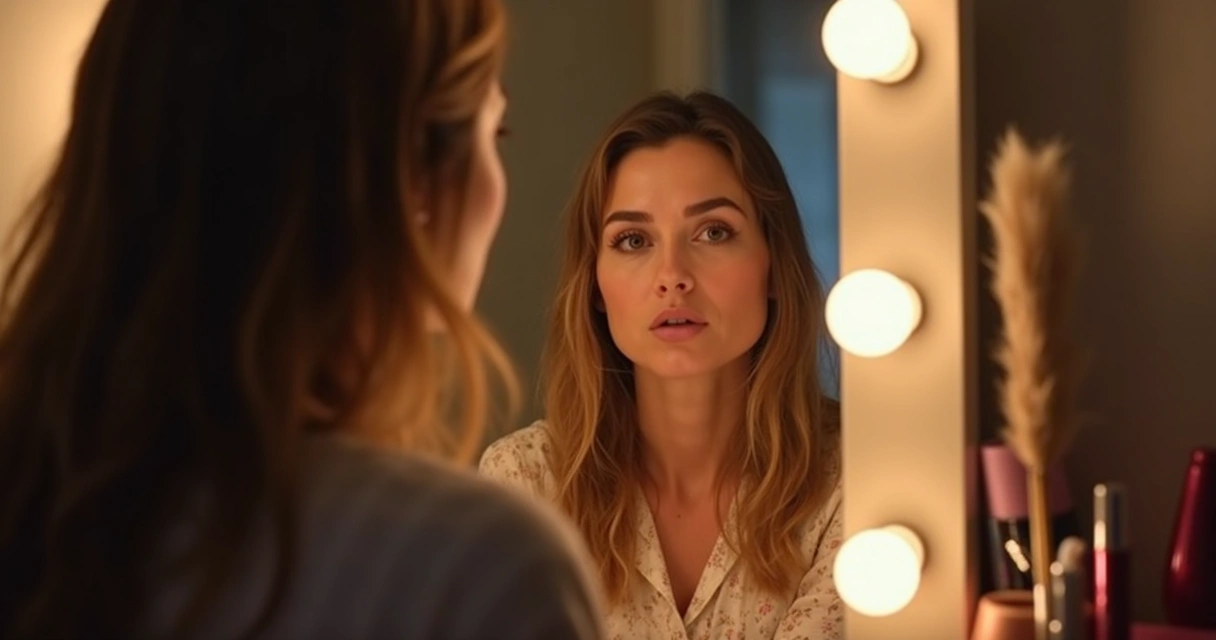 Pessoa olhando seu próprio reflexo no espelho, representando autoconhecimento emocional 