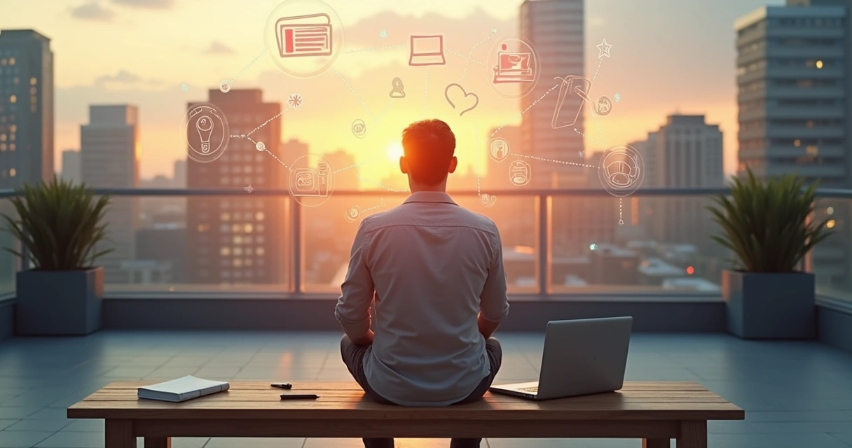 Pessoa em encruzilhada refletindo sobre escolhas de carreira 