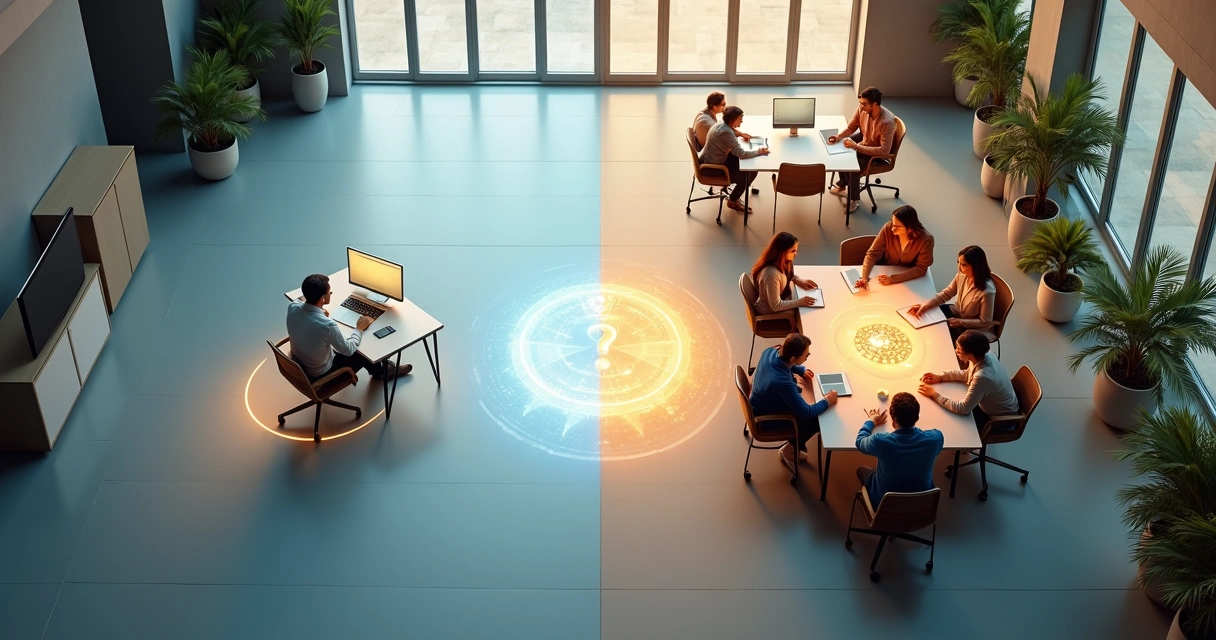 Comparação visual entre autoconhecimento individual e coletivo no mesmo ambiente 