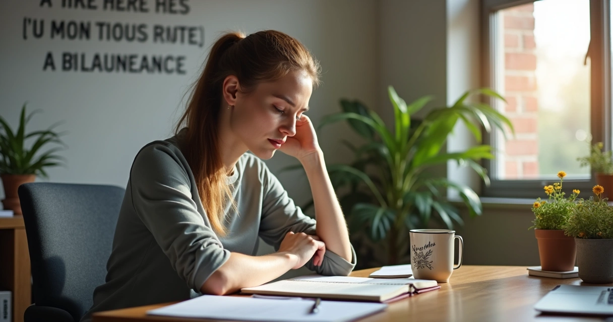 Pessoa sentada anotando reflexões com expressão pensativa