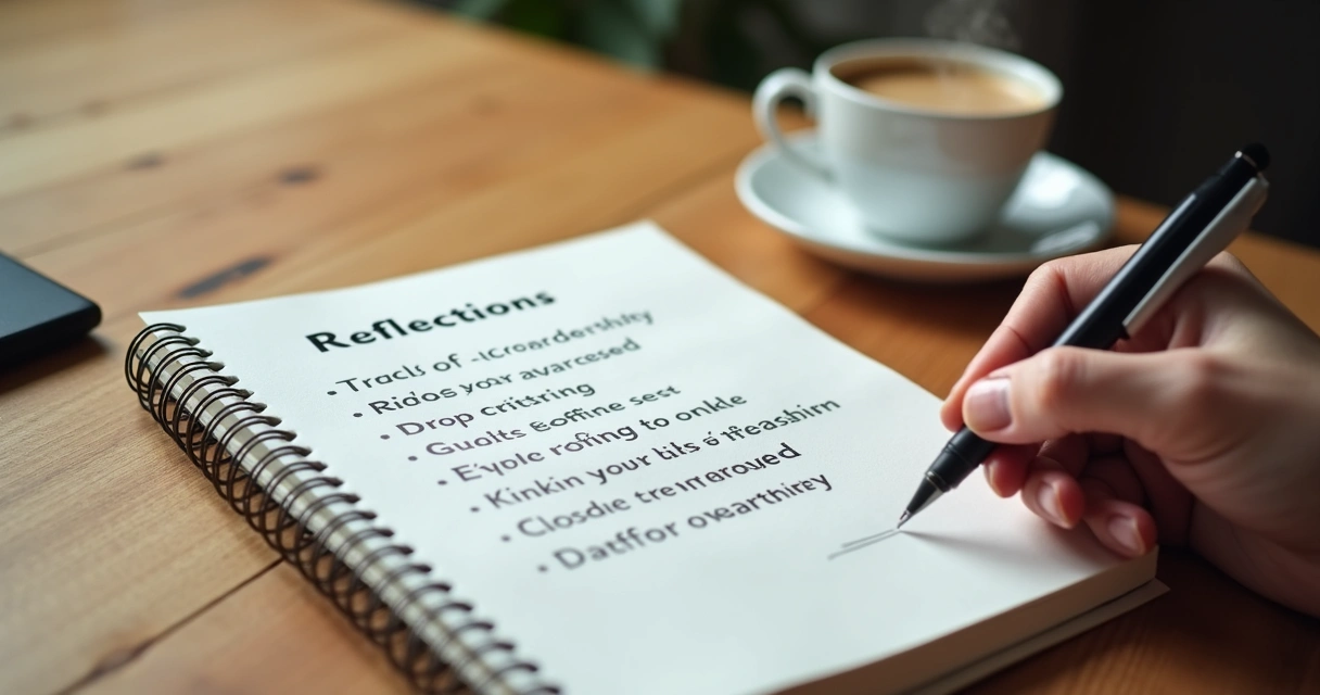 Pessoa escrevendo reflexões em caderno sobre liderança 