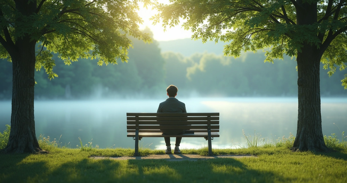 Pessoa em reflexão tranquila na natureza