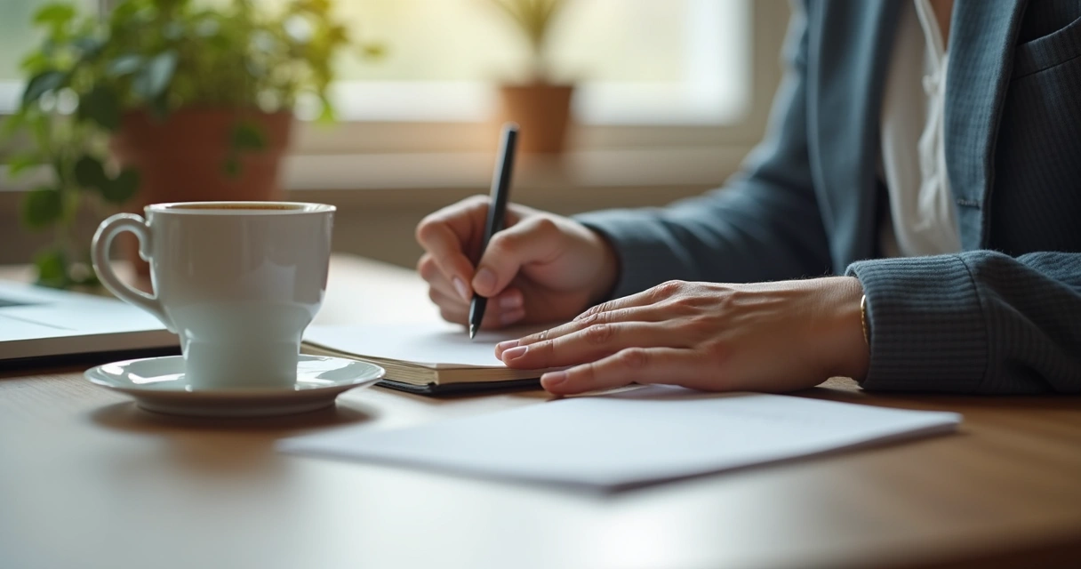 Pessoa praticando autoconhecimento no ambiente de trabalho