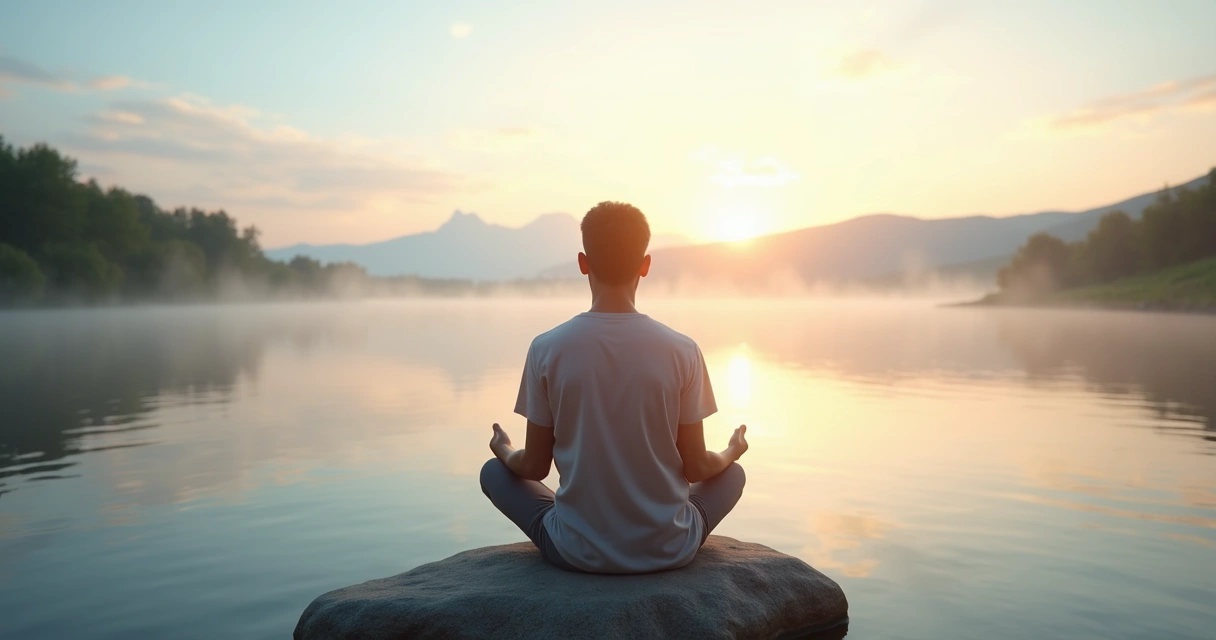 Pessoa sentada em silêncio olhando para a paisagem enquanto reflete sobre si mesma 