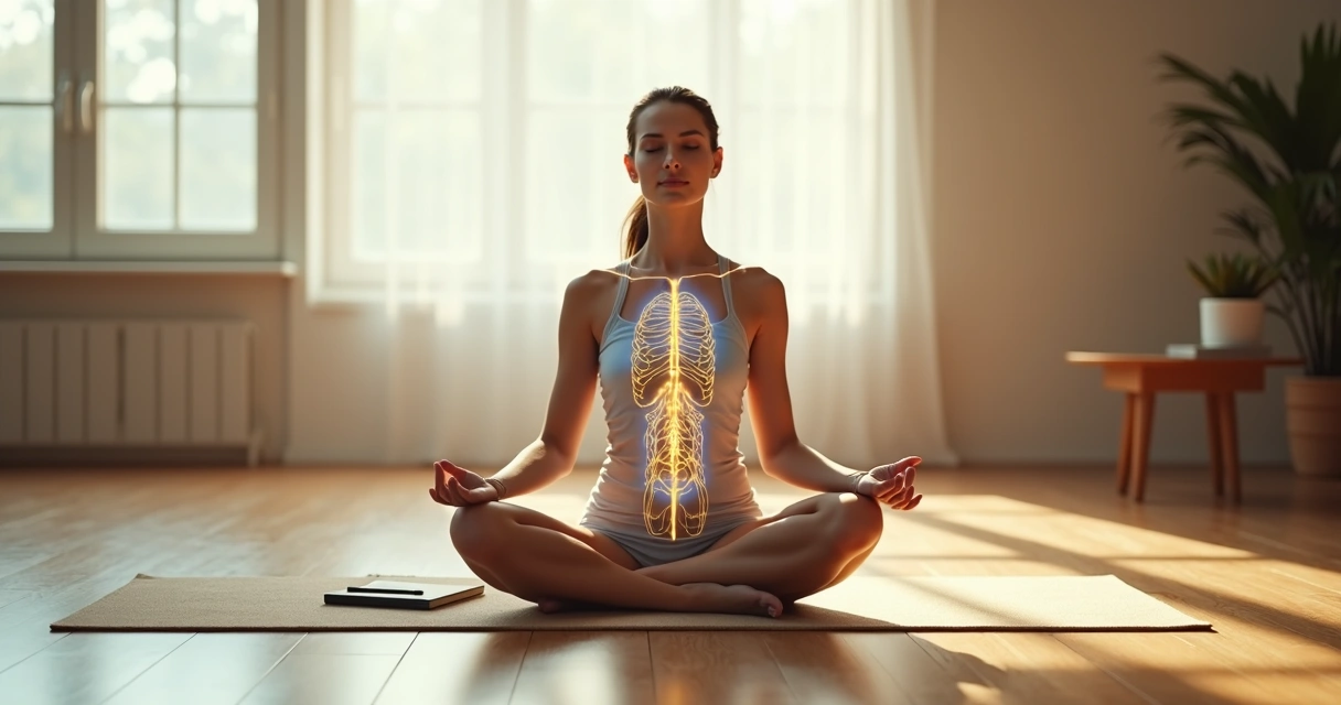 Persona sentada en postura de meditación conectando con la memoria corporal 