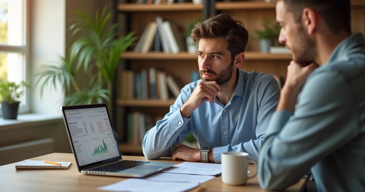 Pessoa analisando uma planilha financeira em um ambiente iluminado 