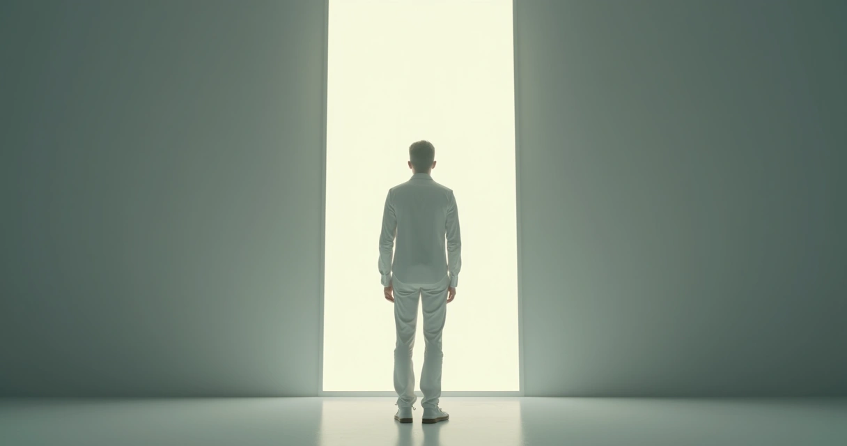 Pessoa olhando para o próprio reflexo em um espelho, com expressão reflexiva 