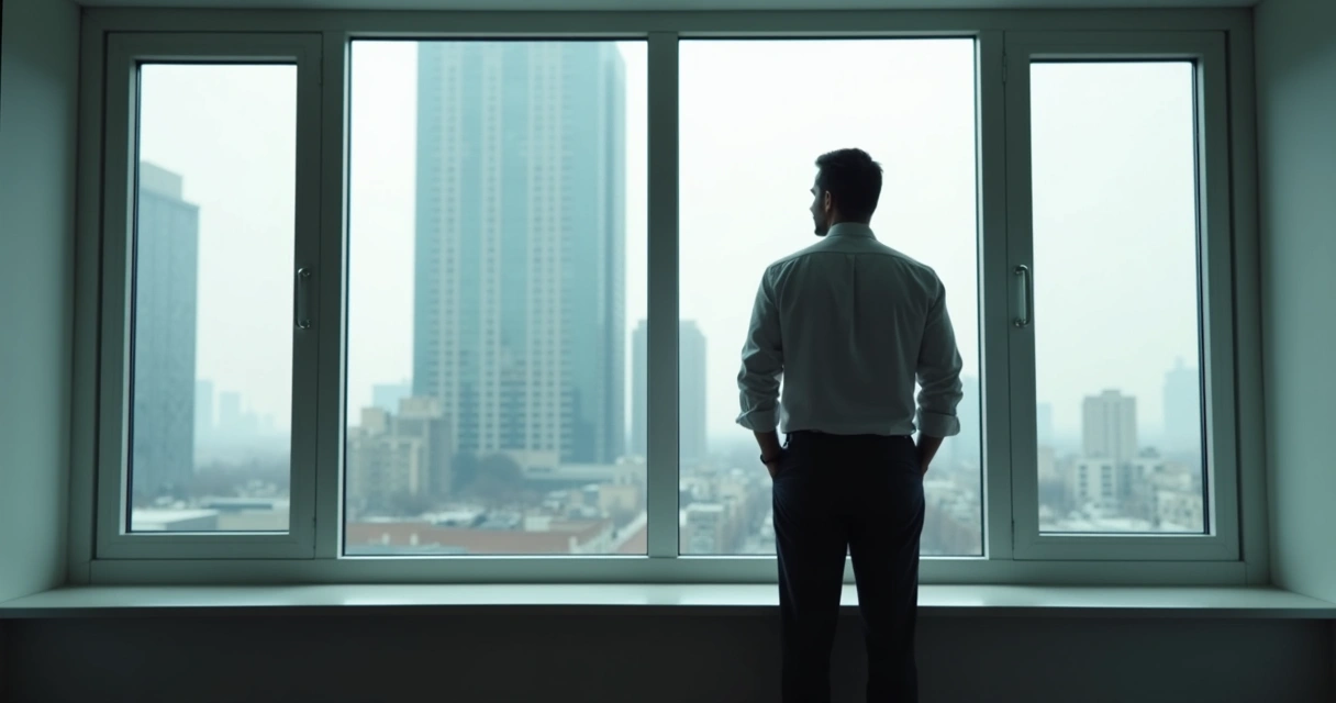 Líder refletindo sozinho olhando pela janela