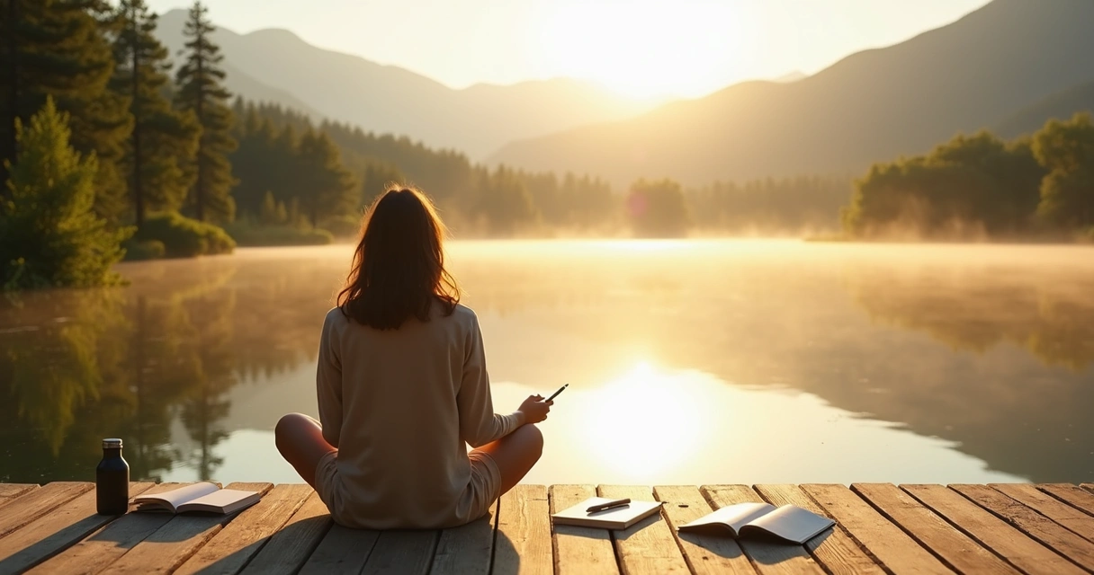 Pessoa sentada em natureza praticando autocuidado e reflexão ética 