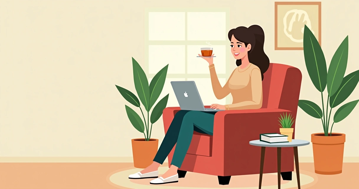 Pessoa relaxando com chá após trabalho